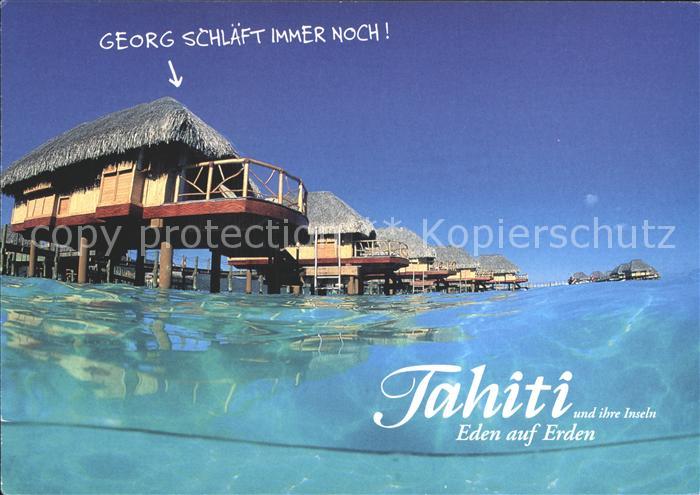 Tahiti Polynesien Haeuser im Meer