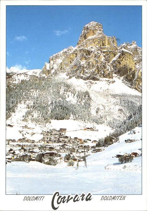 Corvara Pustertal Suedtirol Ansicht gegen Sass Songher Gadertal Wintersportplatz