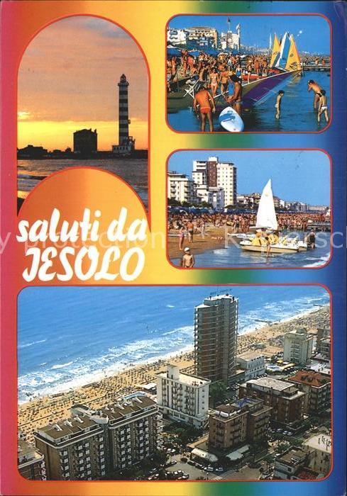 Lido di Jesolo Strand Segeln Hotels Fliegeraufnahme Leuchtturm Sonnenuntergang