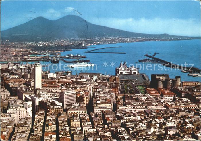 Napoli Neapel Veduta panoramica da San Martino Porto Vesuvio Volcano
