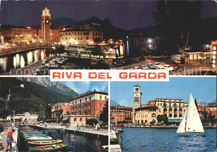 Riva del Garda Nachtaufnahme Hafen Segelboot Gardasee