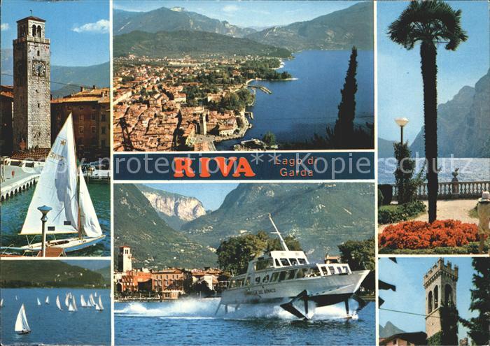 Riva del Garda Panorama Gardasee Turm Promenade Segelregatta Boot