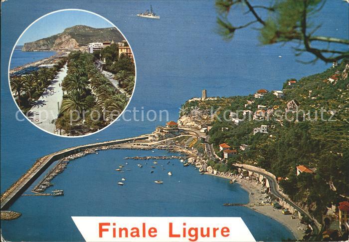 Finale Ligure Strand Promenade Hafen Fliegeraufnahme