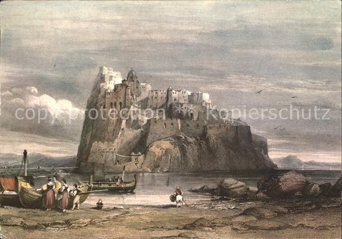 Ischia Castello Aragonese Schloss Kuenstlerkarte