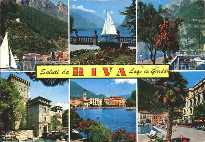 Riva del Garda Teilansichten Uferpromenade Gardasee Segelboot