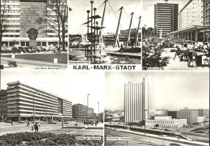 Karl-Marx-Stadt Karl Marx Monument Omnibusbahnhof Rosenhof Strasse der Nationen