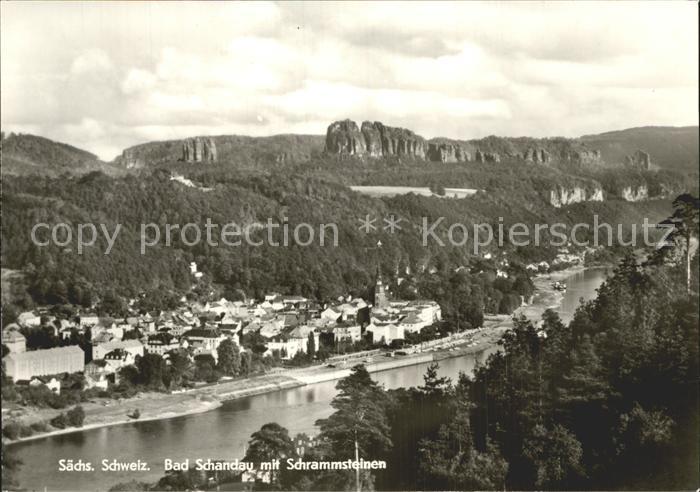 Bad Schandau Panorama Elbetal mit Schrammsteinen Elbsandsteingebirge