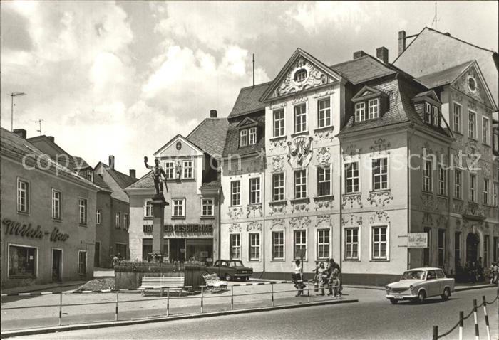 Schneeberg Erzgebirge Ernst Schneller Platz Brunnen Statue