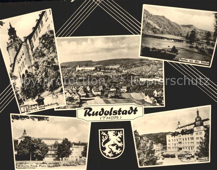 Rudolstadt Schloss Heidecksburg Panorama Saale Wilhelm Pieck Platz Markt Wappen