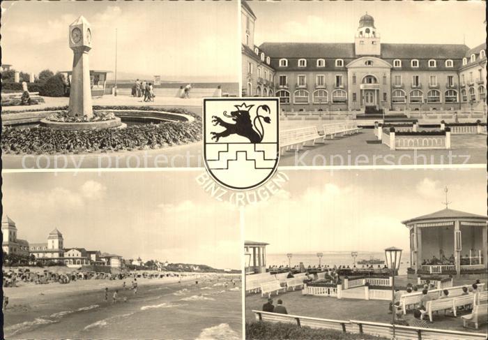 Binz Ruegen Strandpromenade Uhr Kurhotel Konzertpavillon Wappen