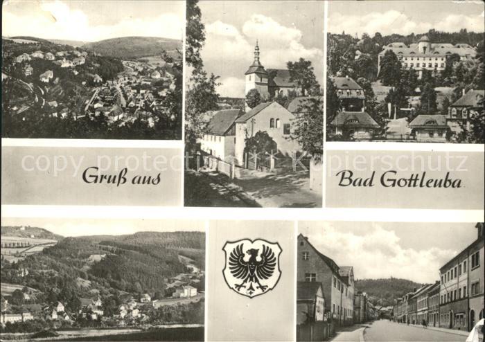 Bad Gottleuba-Berggiesshuebel Teilansichten Kirche Hauptstrasse Wappen