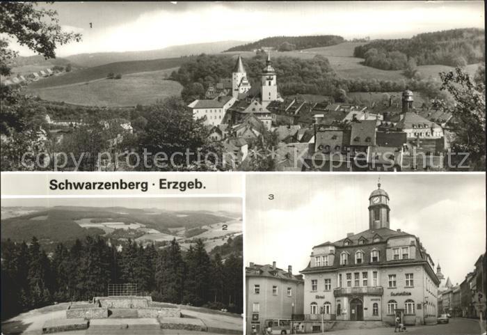 Schwarzenberg Erzgebirge Teilansicht mit Schloss Wilhelm Pieck Feierstaette HO G