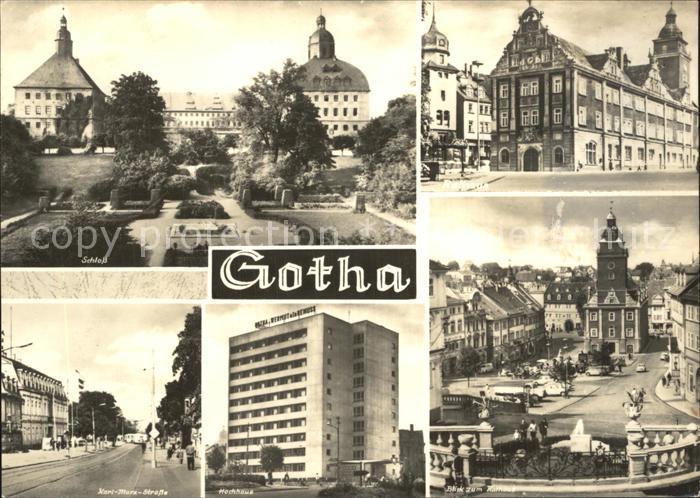 Gotha Thueringen Schloss Rathaus Hochhaus Karl Marx Strasse