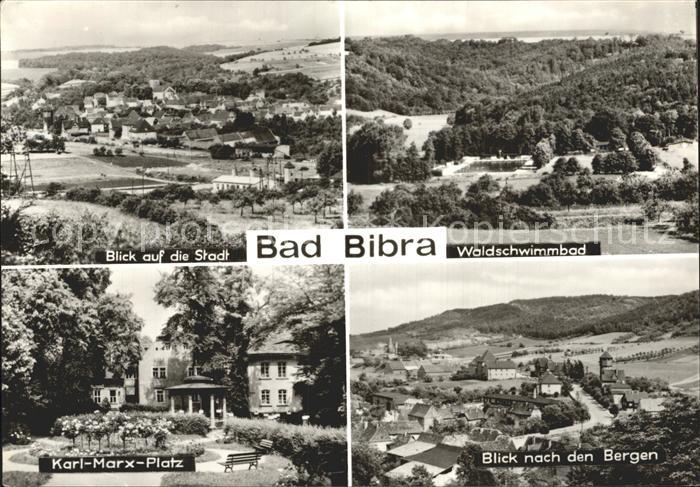 Bad Bibra Panorama Waldschwimmbad Karl Marx Platz Berge