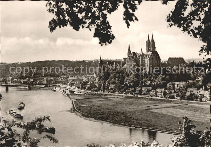 Meissen Elbe Sachsen Blick von Proschwitz auf Albrechtsburg und Dom