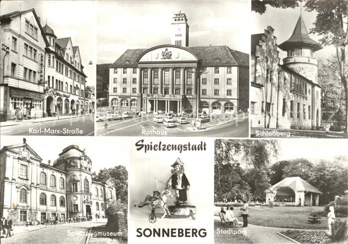 Sonneberg Thueringen Karl Marx Strasse Rathaus Schlossberg Stadtpark Museum Spie