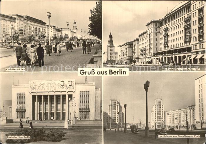 BERLIN CITY Karl Marx Allee HO Gaststaette Frankfurter Tor Hochhaeuser Straussb