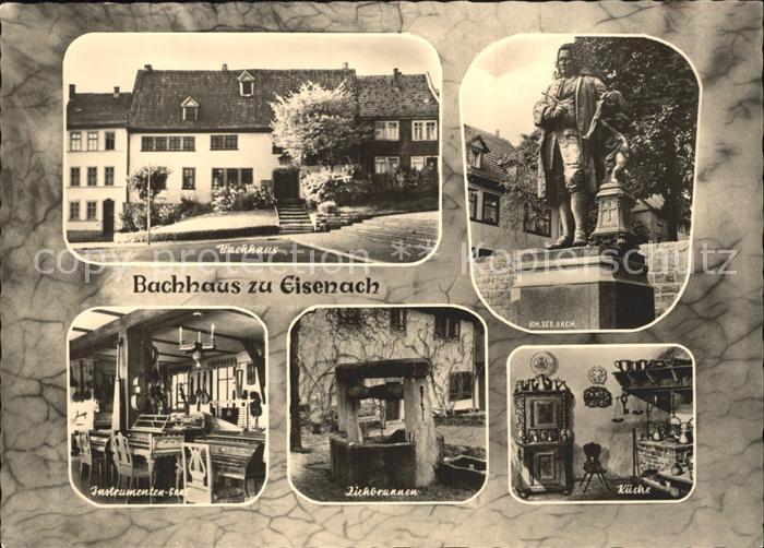Eisenach Thueringen Bachhaus Denkmal Statue Instrumente Brunnen Kueche
