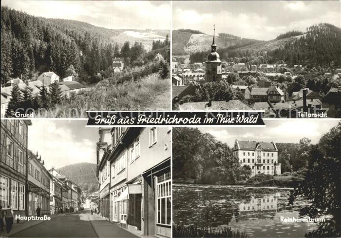 Friedrichroda Panorama Grund Ortsansicht mit Kirche Hauptstrasse Reinhardsbrunn