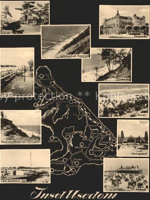 Usedom Mecklenburg-Vorpommern und seine Seebaeder Landkarte