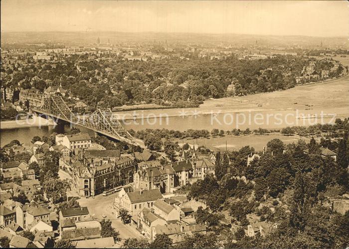 DRESDEN Elbe von Oberloschwitz gesehen Bruecke