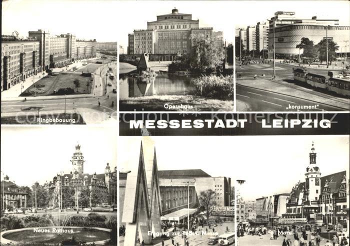 LEIPZIG Sachsen Ringbebauung Opernhaus Konsument Rathaus Messe Markt
