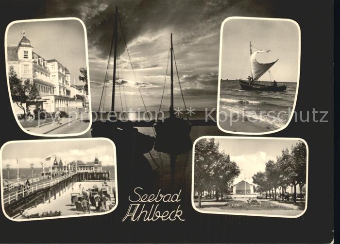 Ahlbeck Ostseebad Ferienheim Seebruecke Konzertgarten Segelboot Abendstimmung