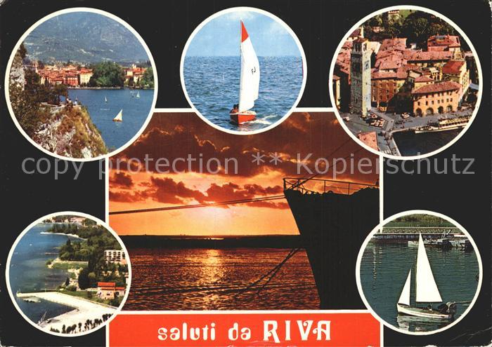 Riva del Garda Teilansichten Sonnenuntergang Gardasee Segeln