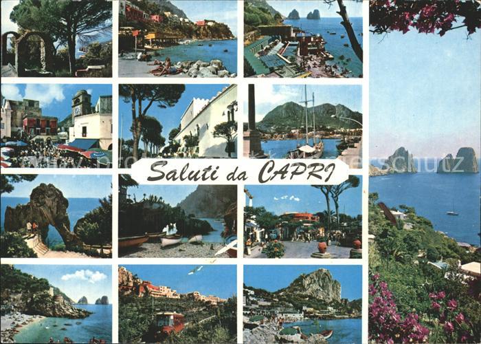 Capri Teilansichten Hafen Kueste Strand Felsen Faraglioni