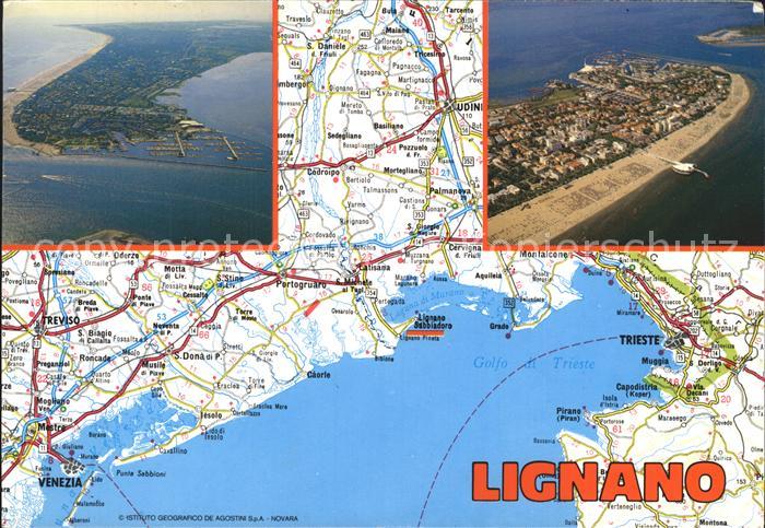 Lignano Fliegeraufnahme Landkarte