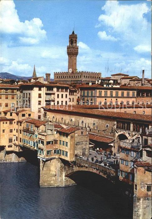 Firenze Florenz Ponte Vecchio Torre del Palazzo della Signoria Alte Bruecke Pala