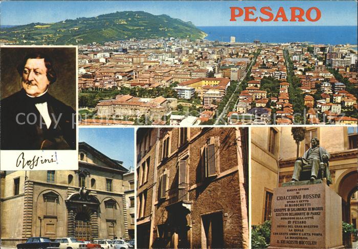 Pesaro Panorama Rossini e Teatro Casa natia Monumento