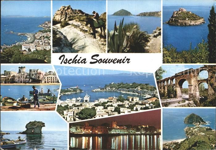 Ischia Teilansichten Insel Hafen Kueste Ruine