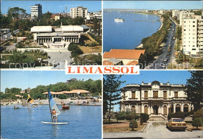 Limassol Teilansichten Strand Windsurfen Uferstrasse