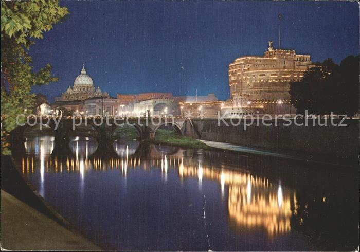 Roma Rom Ponte e Castel Sant Angelo notturno Bruecke Engelschloss