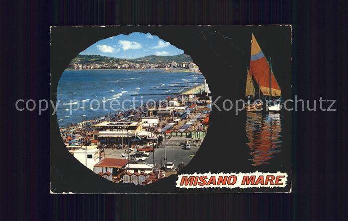 Misano Adriatico Spiaggia e Monte di Gabicce Strand Segelboot