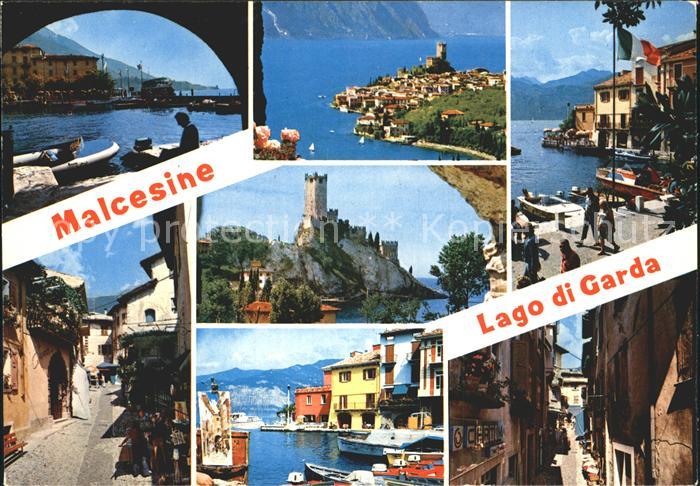 Malcesine Lago di Garda Teilansichten Schloss Hafen Gardasee