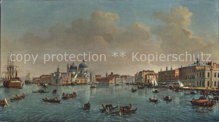 Venedig Venezia Becken gegen Canal Grande und die Giudecca Kuenstlerkarte