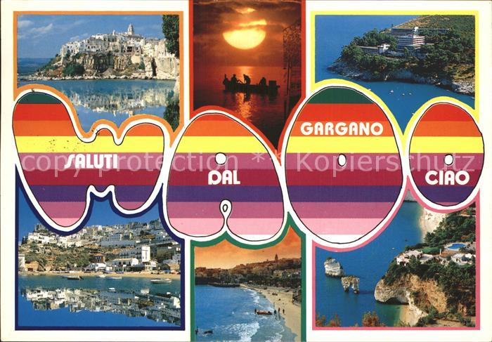 Gargano Teilansichten Sonnenuntergang Strand Faraglioni Felsen