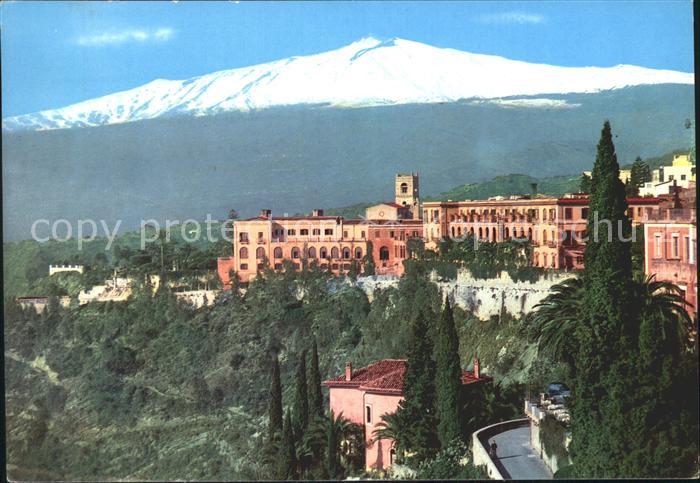 Taormina Sizilien Panorama da Via Roma aetna Vulkan