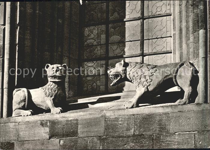 Worms Rhein Daemonen Plastiken am Ostchor Dom