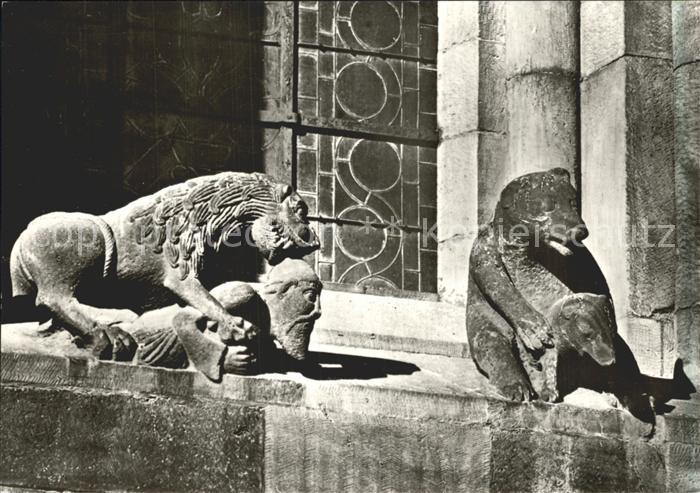 Worms Rhein Daemonen Plastiken am Ostchor Dom