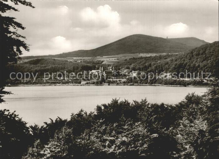 Maria Laach Glees Blick ueber Laacher See zum Kloster
