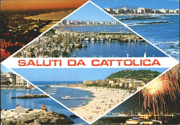 Cattolica Rimini Panorama Riviera Adriatica Spiaggia Porto Hafen Strand Feuerwer