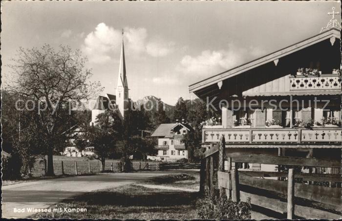 Bad Wiessee Ortsansicht mit Kirche Blick zum Kampen