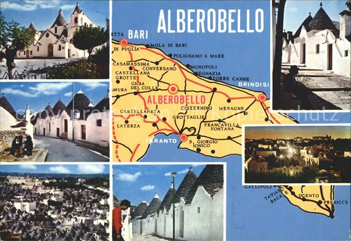 Alberobello Trulli Rundhaeuser Landkarte Nachtaufnahme