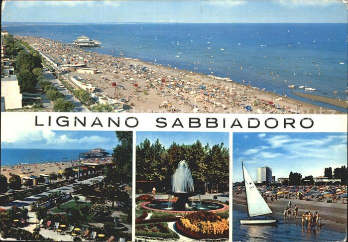 Lignano Sabbiadoro Spiaggia Strand Promenade Brunnen Segeln