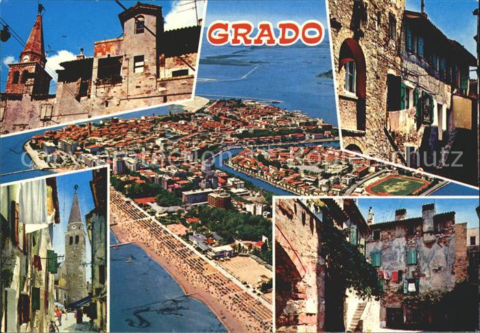Grado Gorizia Teilansichten Gasse Kirche Fliegeraufnahme