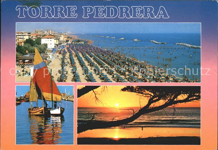 Torre Pedrera Strand Abendstimmung am Meer Segelboot