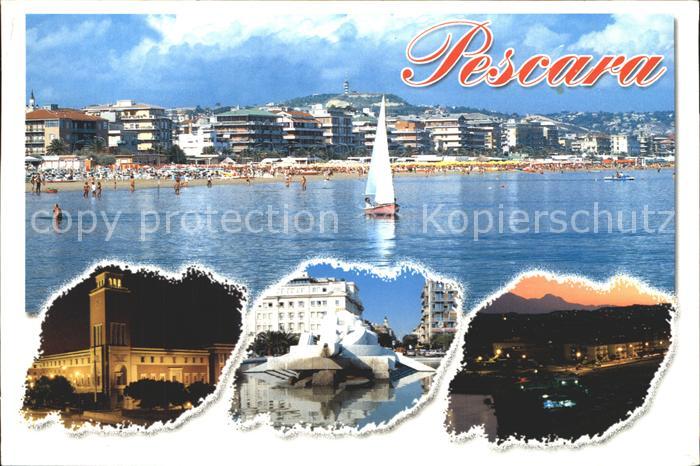 Pescara Ansicht vom Meer aus Segelboot Brunnen Nachtaufnahme